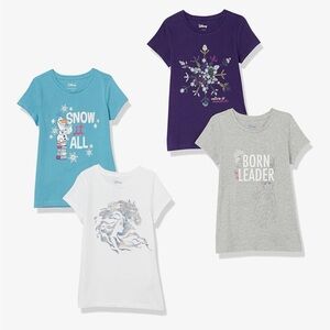 NWT Disney Girls' Frozen 4-Pack Graphic Cotton Tees - Small 6/7